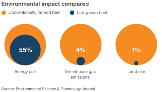 lab grown meat has less environmental impact